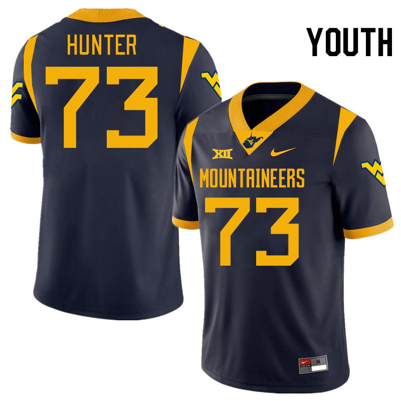 Youth #73 Andreas Hunter West Virginia Mountaineers College 2024 New Uniforms Football Jerseys Stitc